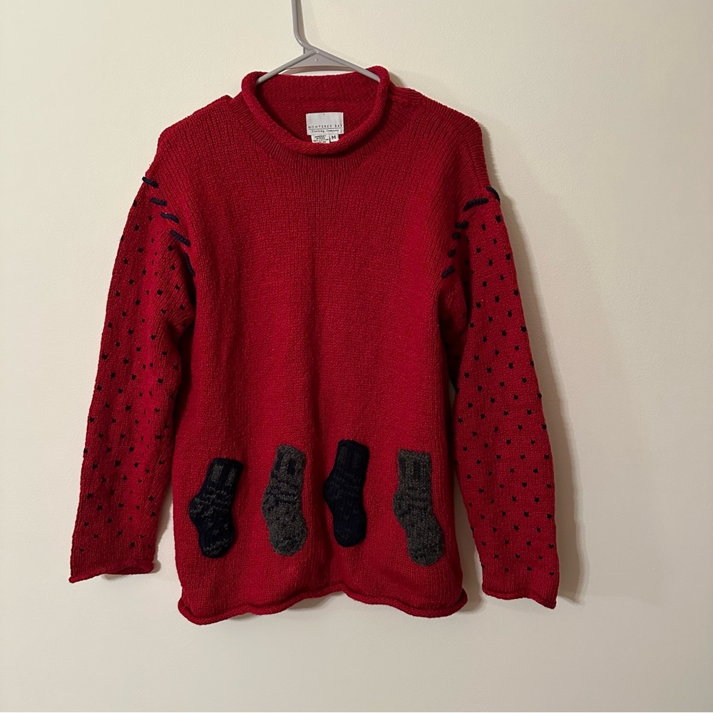 Vintage Peru hand knit cotton Christmas sweater (bag4)